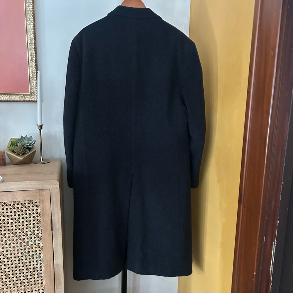 Vintage Filene's The Men's Store Wool Overcoat Long Coat Black Made In Croatia - Picture 6 of 8